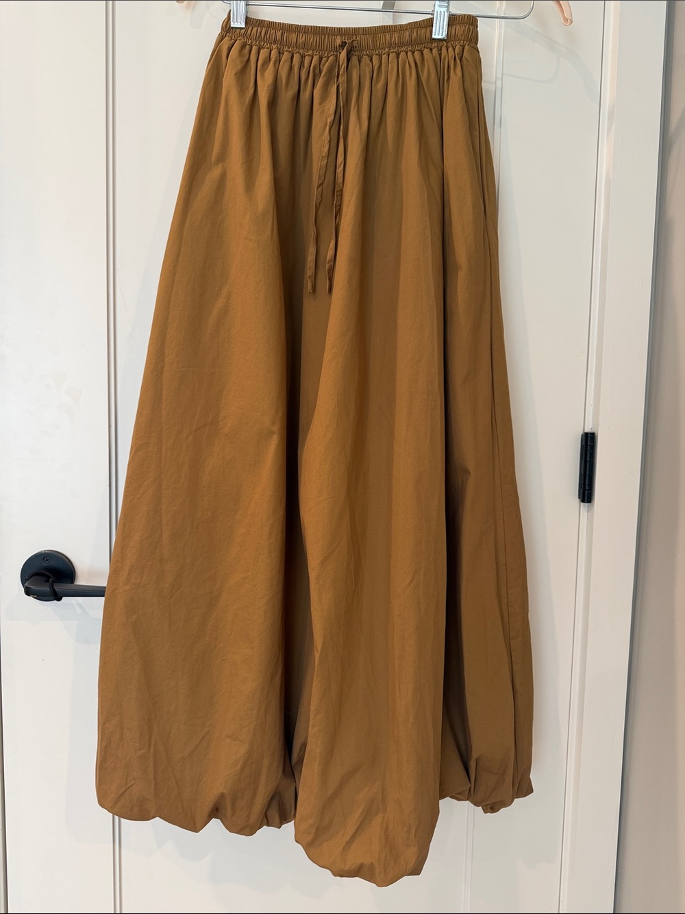 Richer Poorer Bubble Hem Midi Skirt Tobacco Brown XS Poplin - Lined